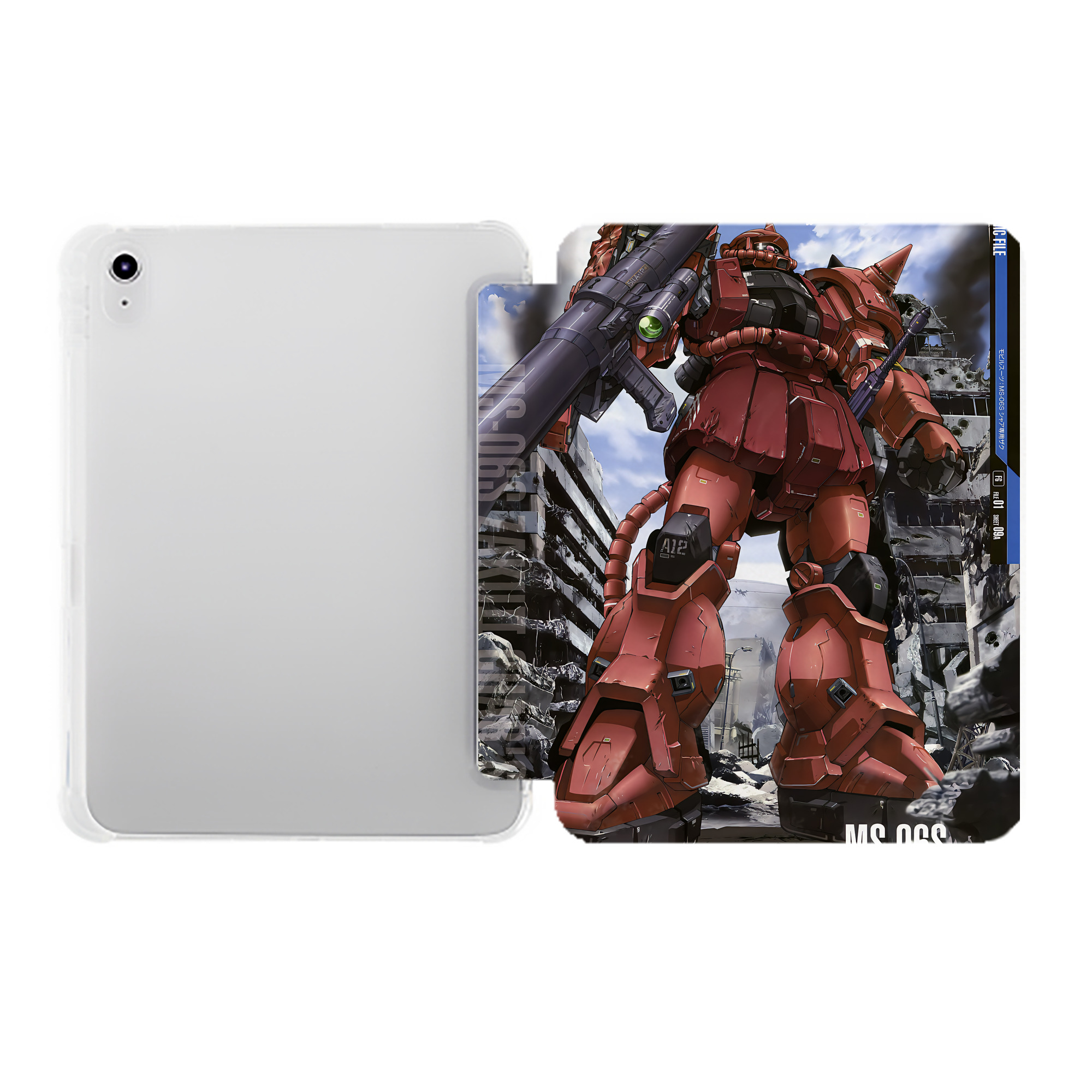 （画像用） 機動戦士ガンダム Mobile Suit Gundam IPad ケース ペン収納付き 三つ折りスタンド PUレザー×シリコン 対応機種9.5/10.5/10.9インチ